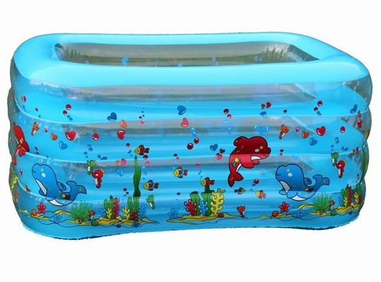 4-Ring Spare PVC Inflatable Swimming Pools With Marine Pattern Printing