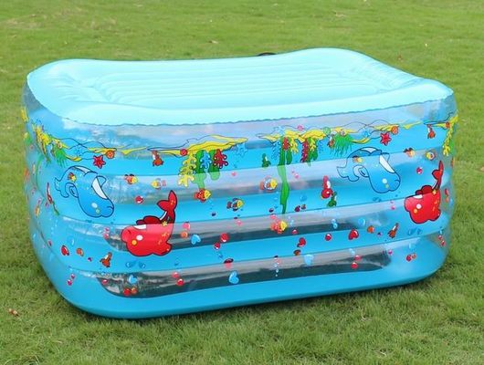 4-Ring Spare PVC Inflatable Swimming Pools With Marine Pattern Printing