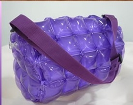 Pink Mini Inflatable Clear PVC Shoulder Bags For Girls With Hubble-Bubble