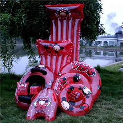 Transparents Green Inflatable Air Mattress And Ball For Beach Activity