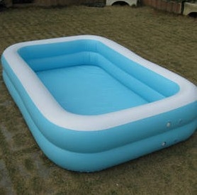 Blue Square Inflatable Swimming Pools For 3 Person 0.3mm Thickness