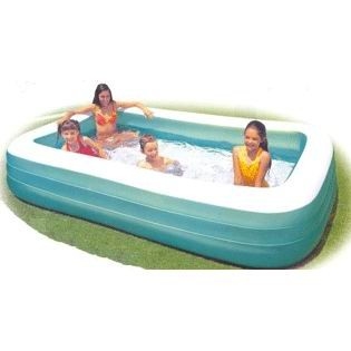 Blue Square Inflatable Swimming Pools For 3 Person 0.3mm Thickness