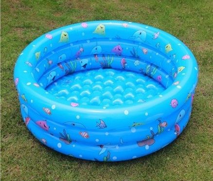 PVC Custom Kids Inflatable Swimming Pools Round 3 Ring With Double Bottom