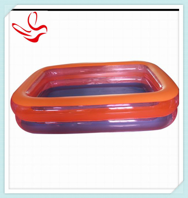 PVC Rectangular Inflatable Family Swimming Pools With 2-Ring For Home