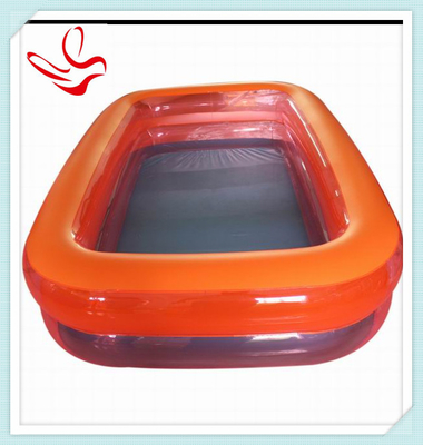 PVC Rectangular Inflatable Family Swimming Pools With 2-Ring For Home