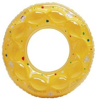Plastic Inflatable Swimming Rings Yellow Color , Air Float Pool Ring