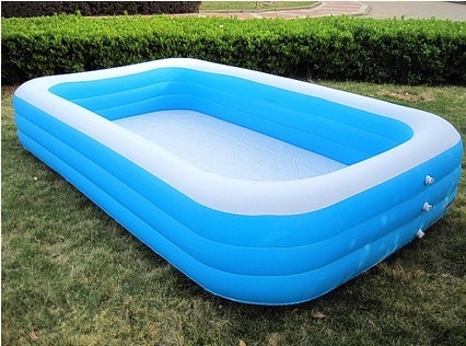 Durable 3 Circle Pvc Inflatable Swimming Pools Rectangle For Amusement Park