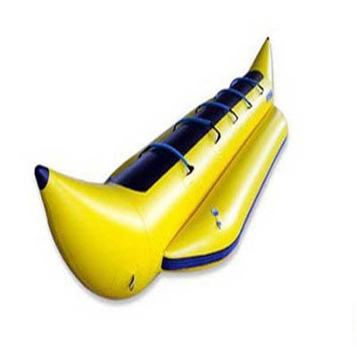Barco de banana inflável amarelo do PVC com os 2 remos para esportes exteriores